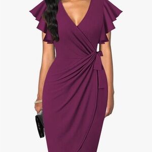 Elegant Purple Wrap Dress